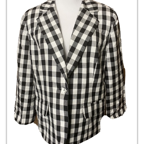 JM Collections jacket black white gingham size 10 - Picture 3 of 5